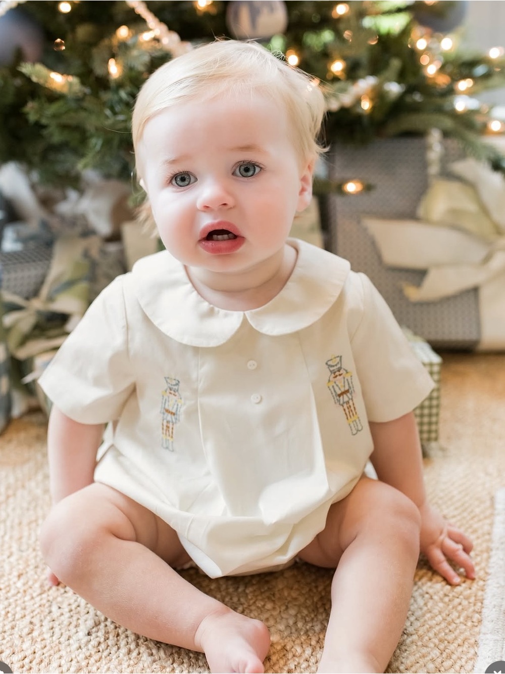 NWT Edgehill Collection Baby Boys Pima Cotton Hand Smocked Bubble Romper Sz 3M